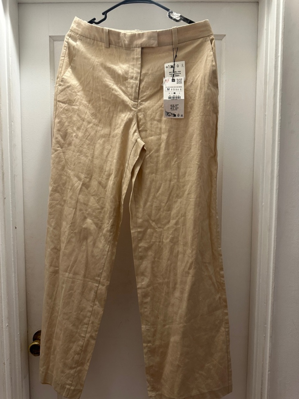 Zara Beige Straight-Leg Trousers
